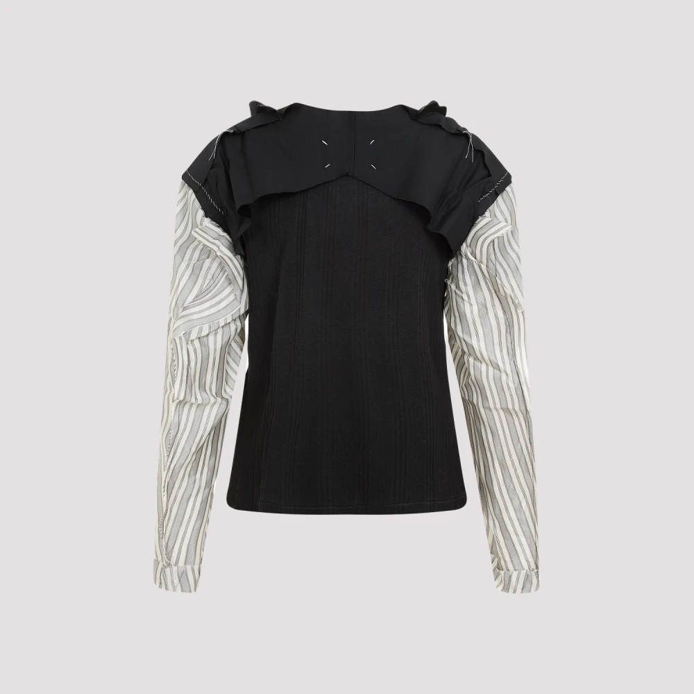 Maison Margiela Zwart Katoenen T-shirt met Unieke Details Black Dames