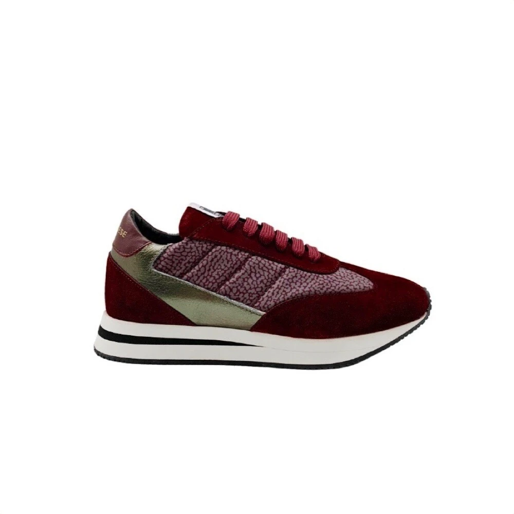 Borbonese Suède en Gelamineerde Sneakers Dames Schoenen Rood
