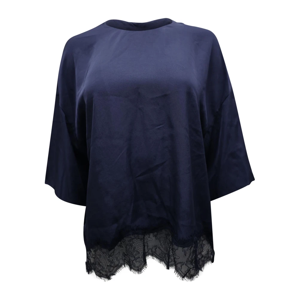 Vince Blauwe Kant Top Elegante Zomer Blue Dames