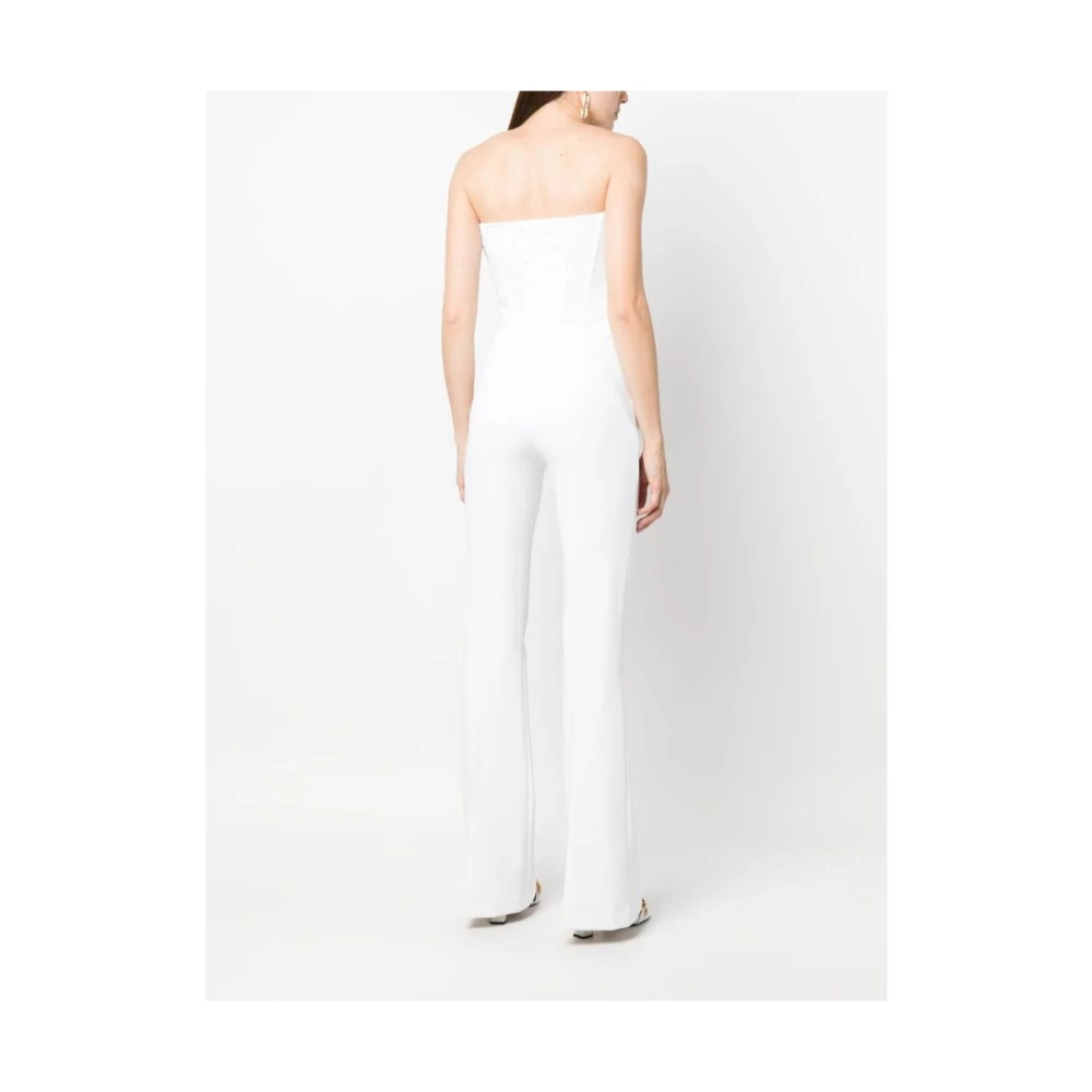 Elisabetta Franchi Strapless Lace-Up Jumpsuit White Dames