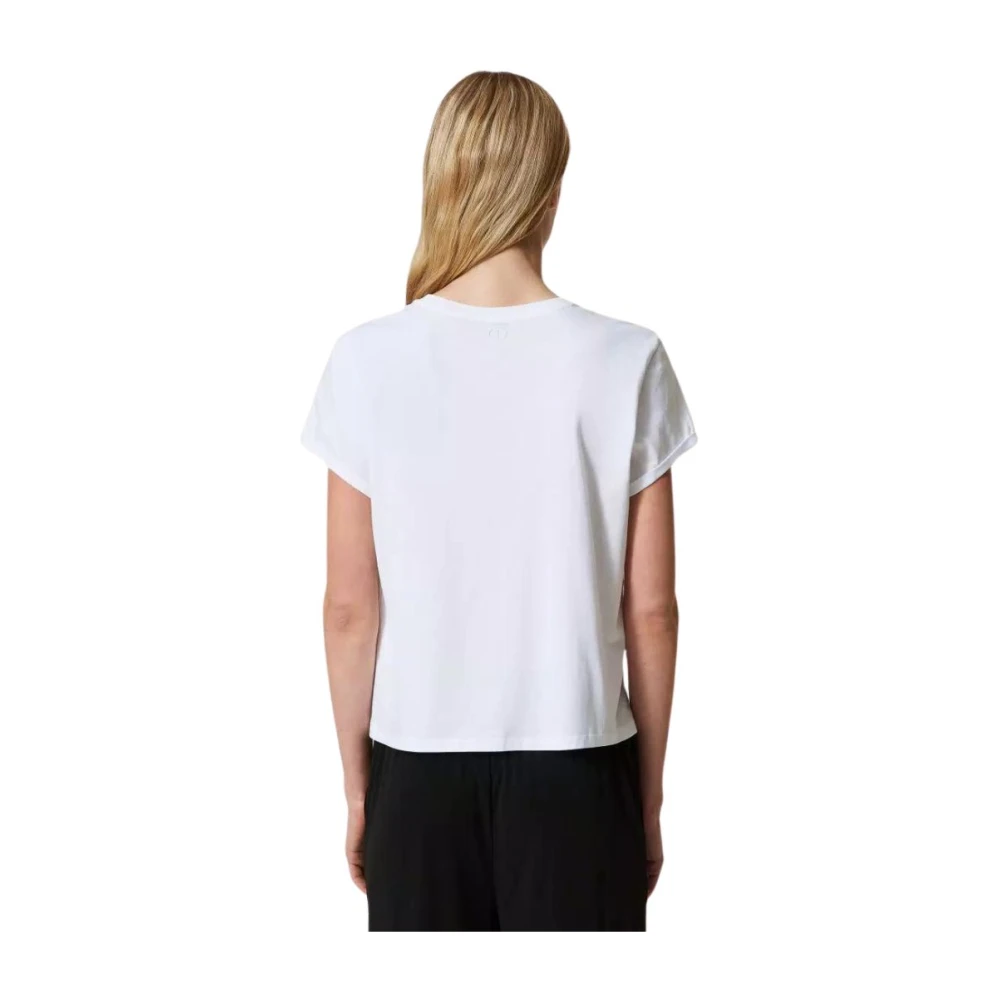 Twinset Witte Katoenen T-shirt met Kimono Mouwen en Oval T Logo White Dames