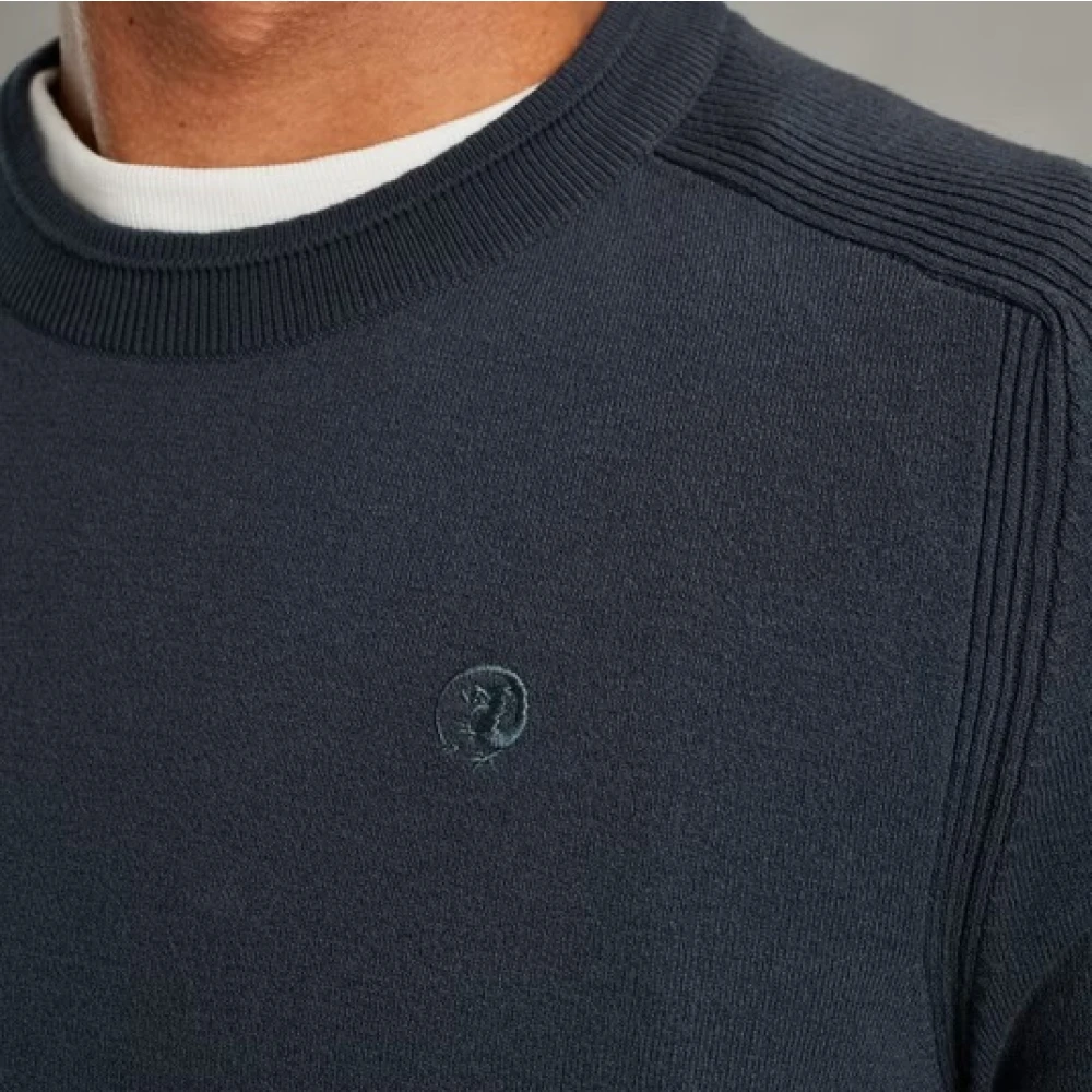 Cast Iron Essentiële Katoen Stretch Crewneck Sweater Blue Heren