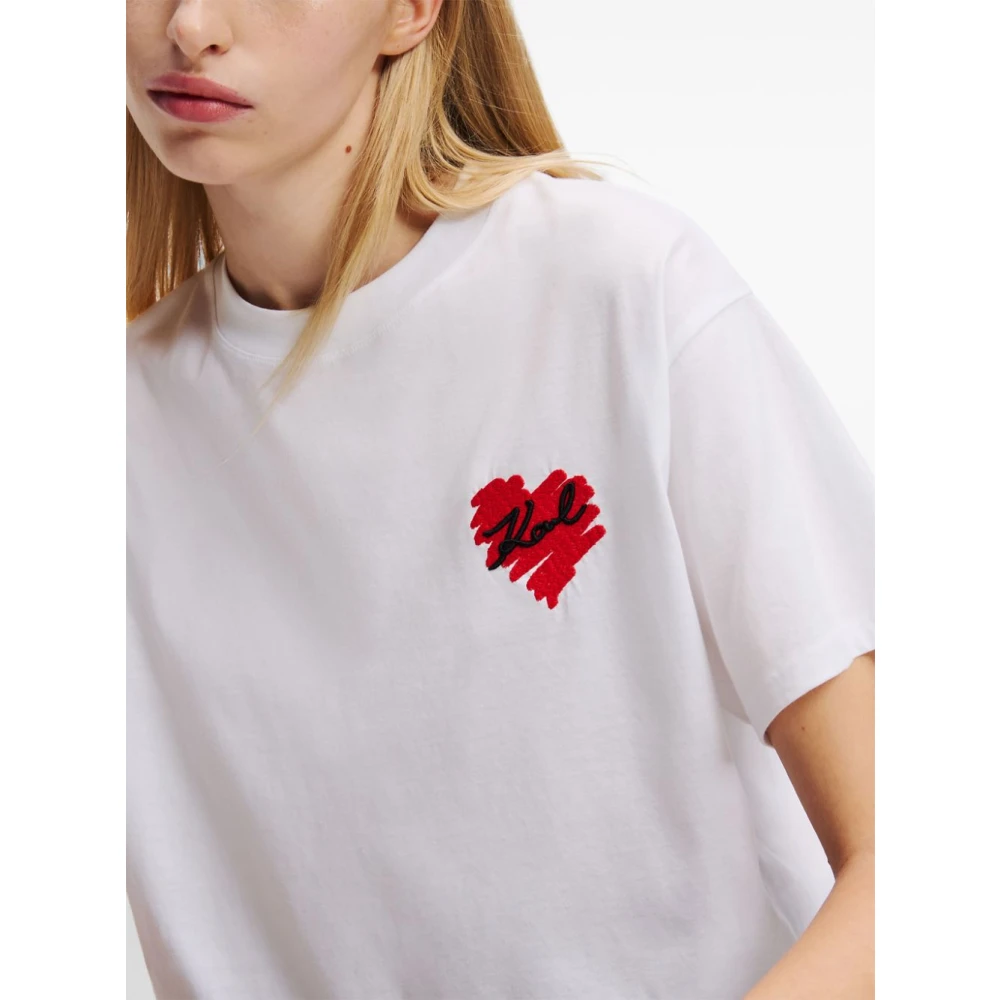 Karl Lagerfeld WIT Hart Logo T-Shirt White Dames