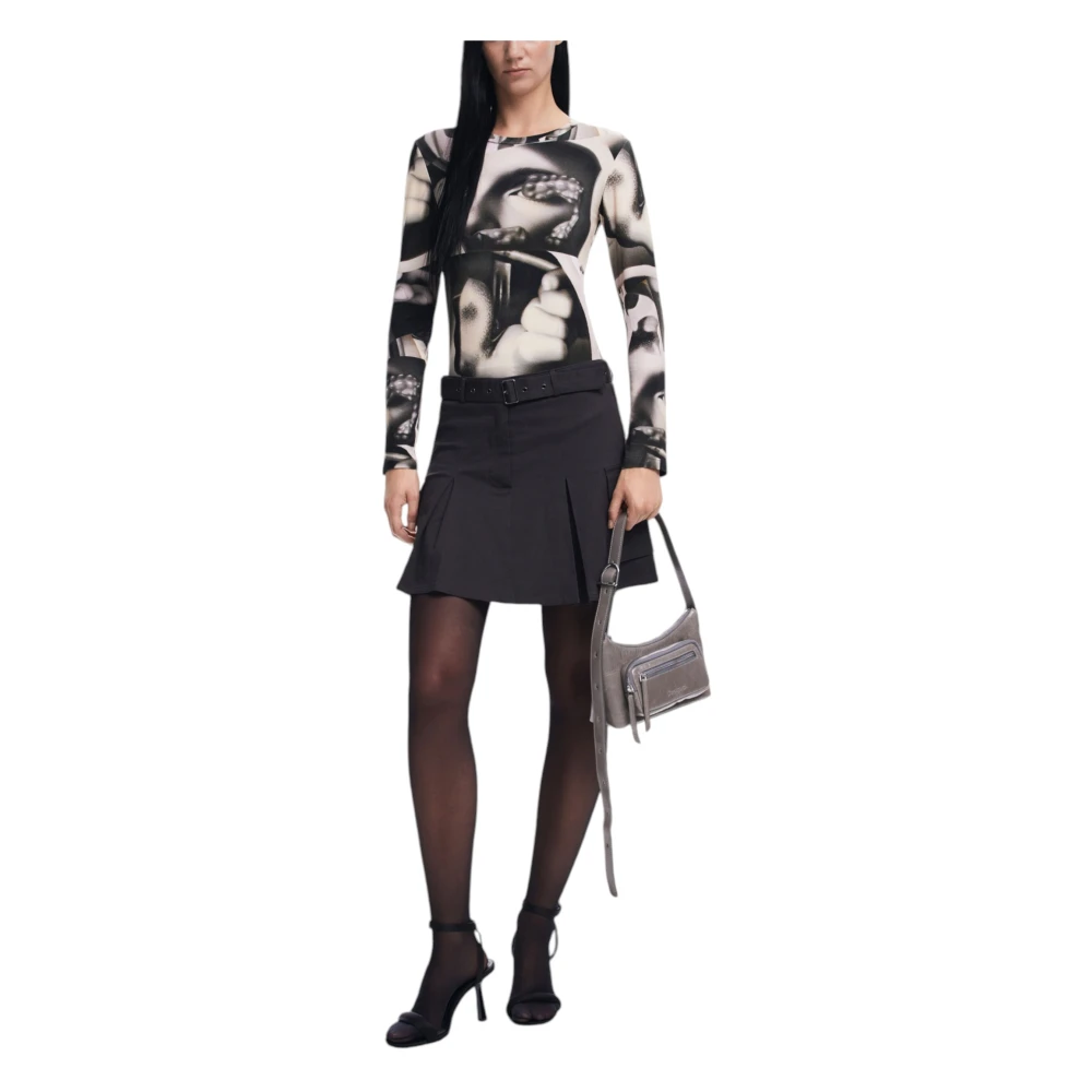 Desigual Grijze Bedrukte Longsleeve T-shirt Gray Dames