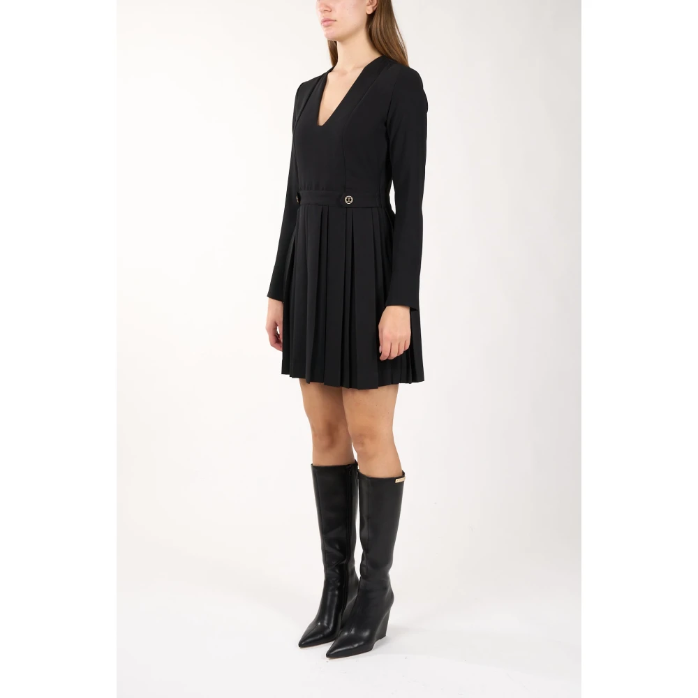 Twinset Mini jurk in crêpe met plooien Black Dames