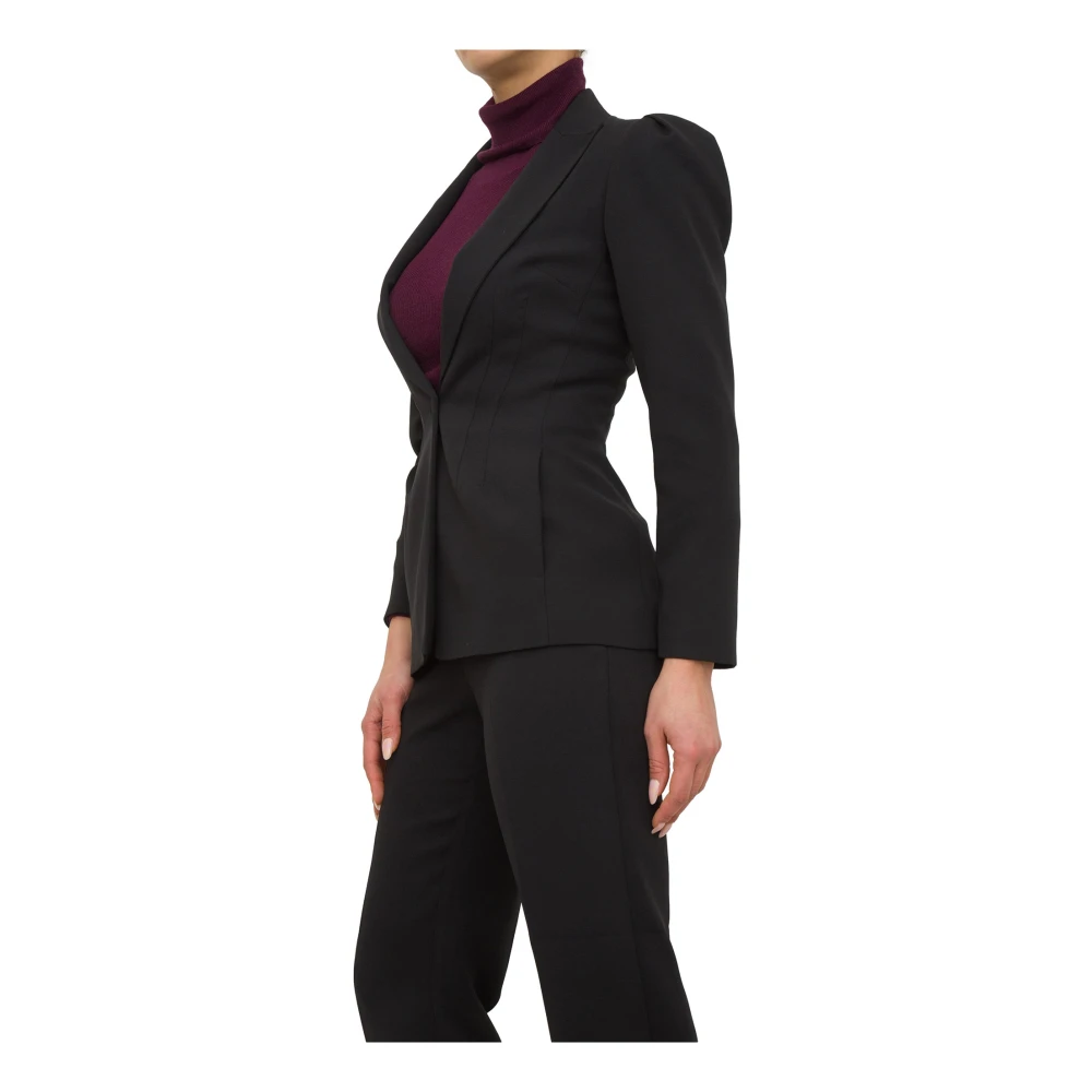 Nenette Zwarte Vloeibare Crepe Moda Jas Black Dames