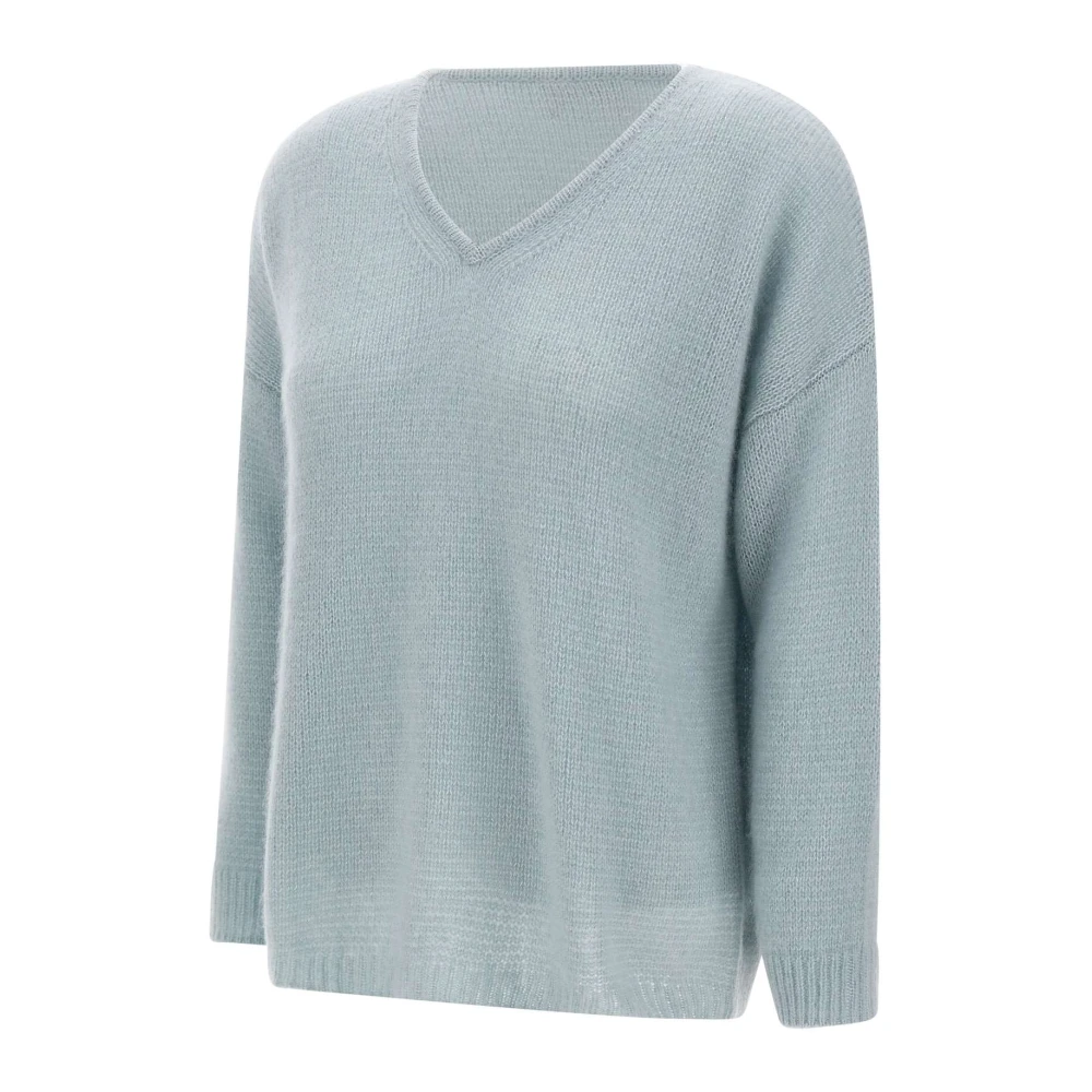 Hemisphere Kasjmier Zijden Trui Blauw V-Hals Blue Dames
