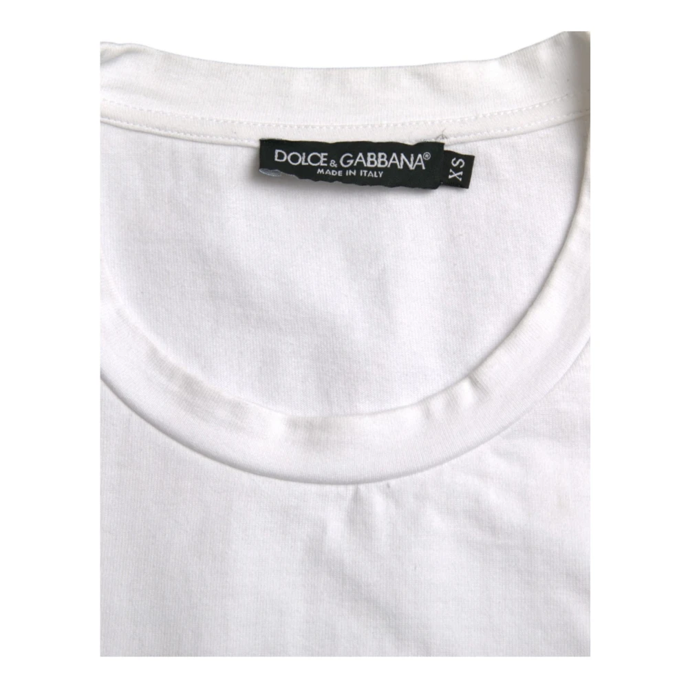 Dolce & Gabbana Katoenen Crewneck Hart T-shirt White Heren