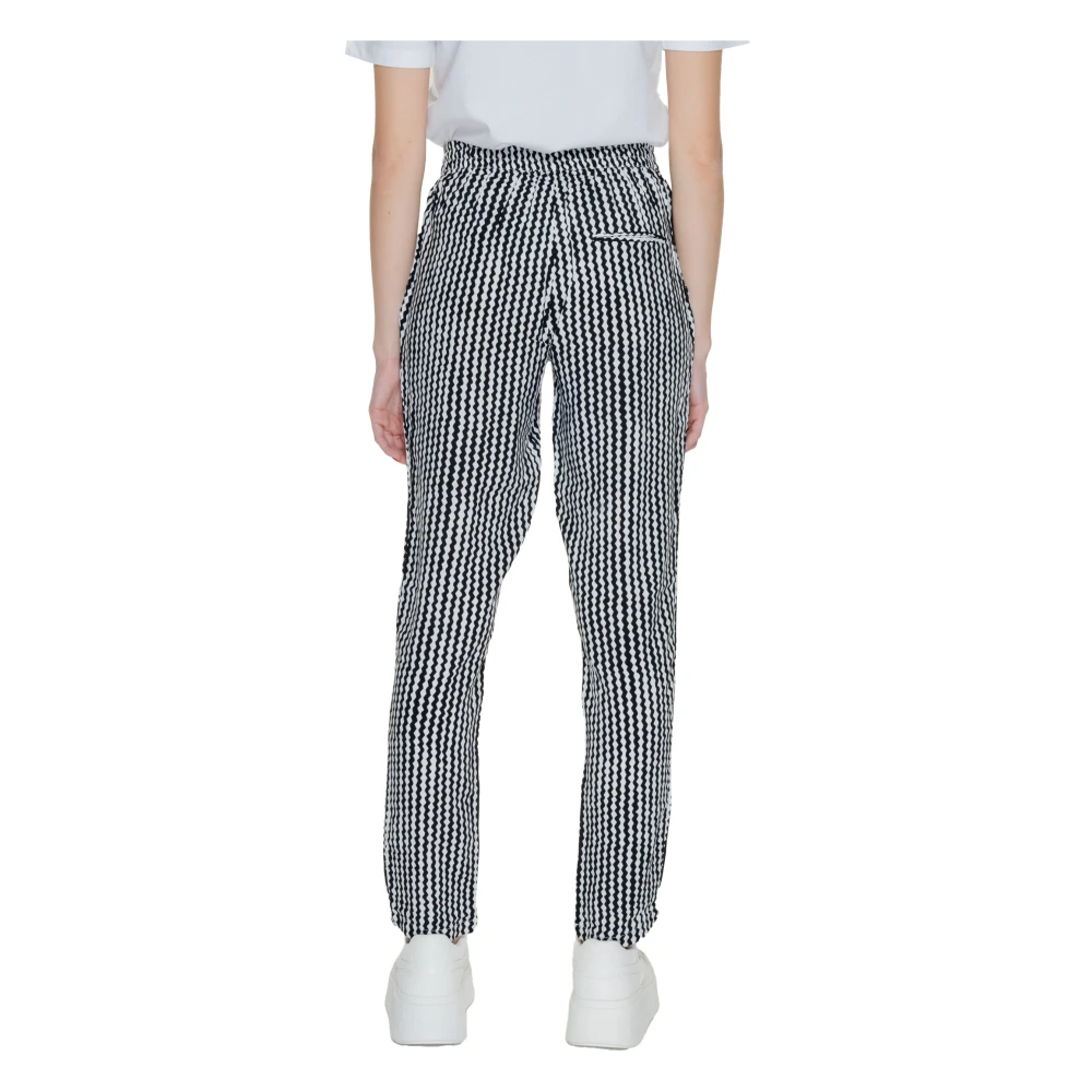 Only Geometrisch Patroon Zwarte Broek met Veters Black Dames