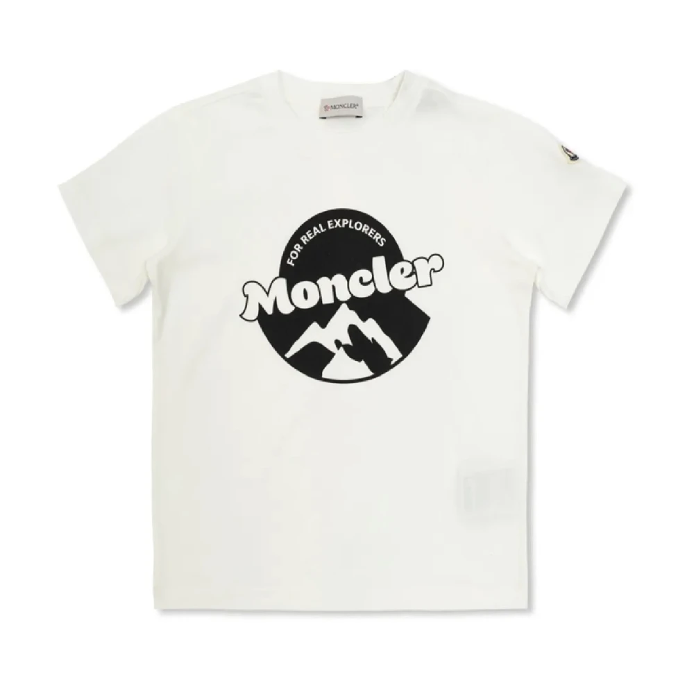 Moncler White Kids Short Sleeve T-Shirts, Unisex, 8 Y, Kids T-Shirts Short Sleeve