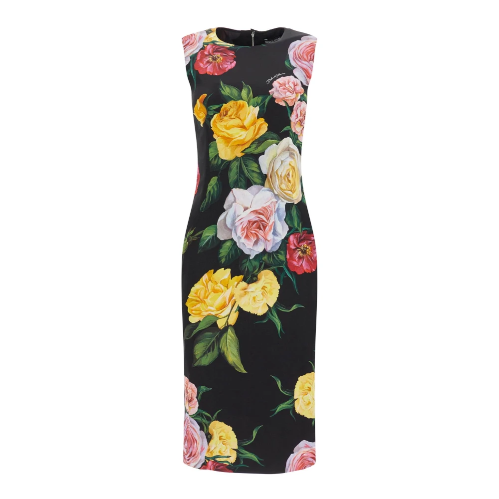 Dolce & Gabbana Bloemenprint Mouwloze Zijden Jurk Multicolor Dames