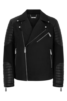 Nylon Bikerjacka med konstläderdetaljer