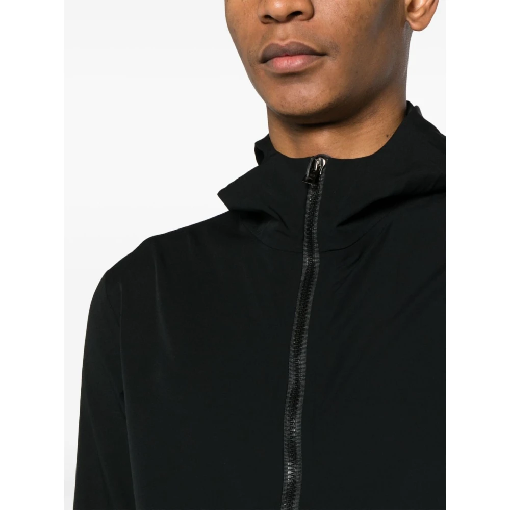 Herno Zwarte waterafstotende hoodie Black Heren