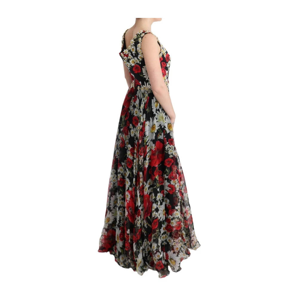 Dolce & Gabbana Bloemenkristal Lange Maxi Jurk Multicolor Dames