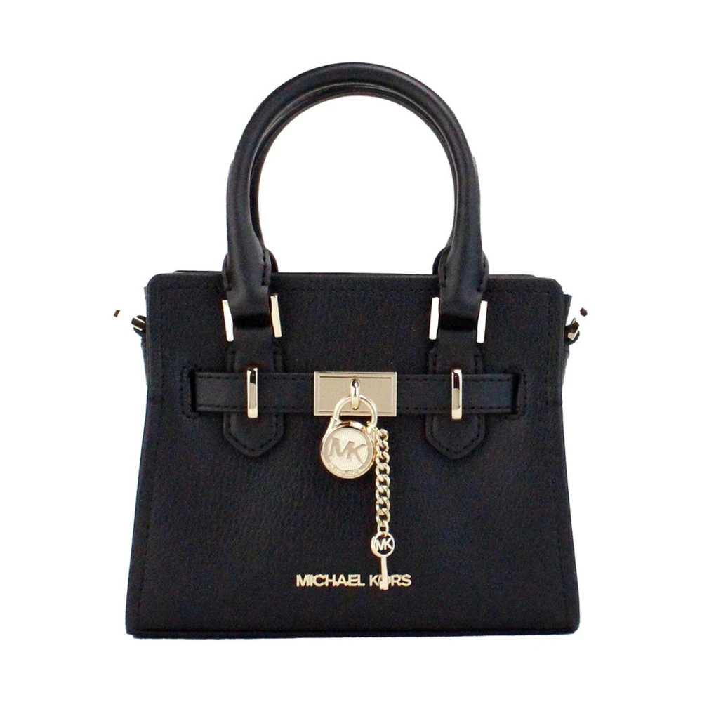 Michael Kors Zwarte Korrelige Leren Satchel Crossbody Tas Black Dames