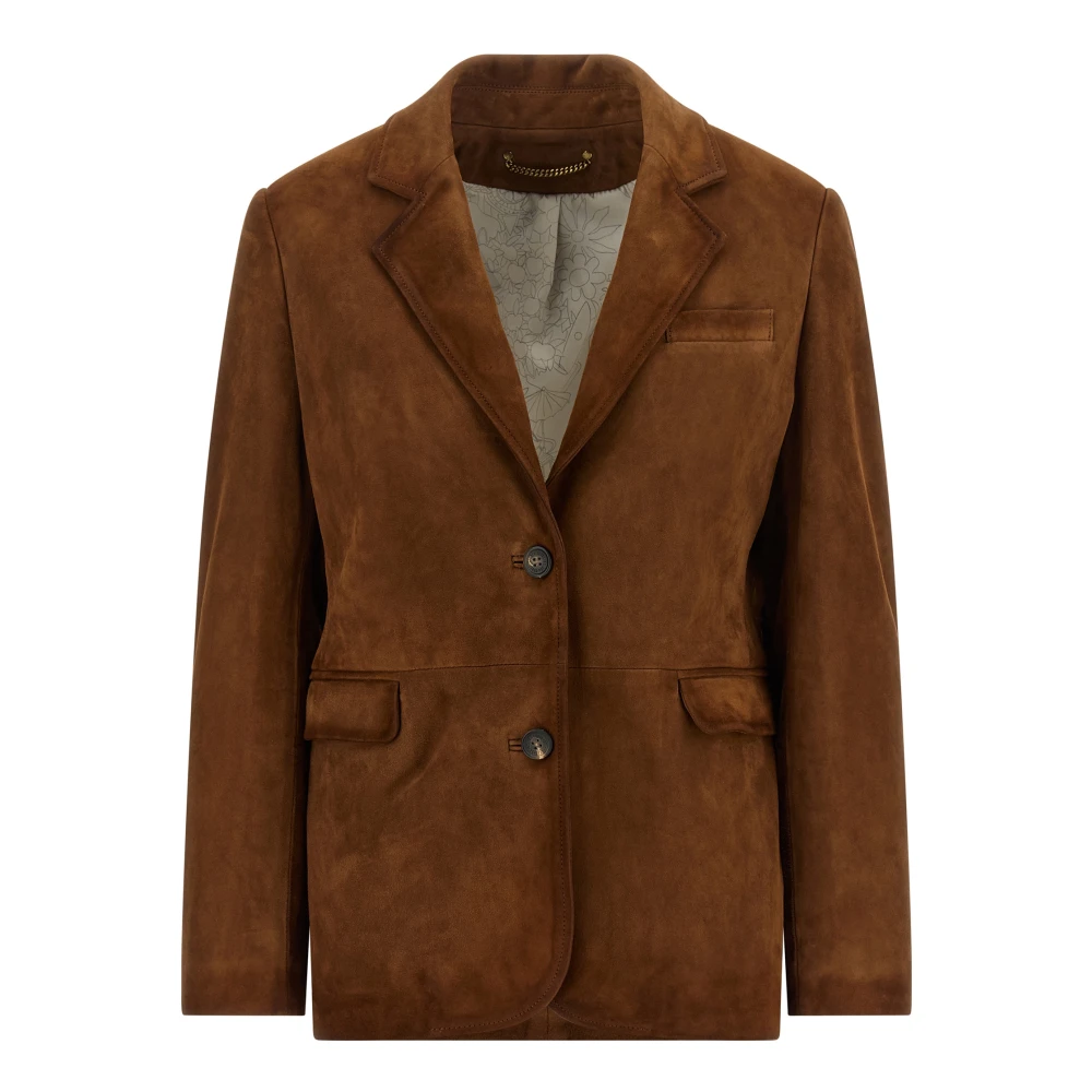 Golden Goose Robyn Waxed Suede Jacket - Female - Blazers - Brown - M - Jackets
