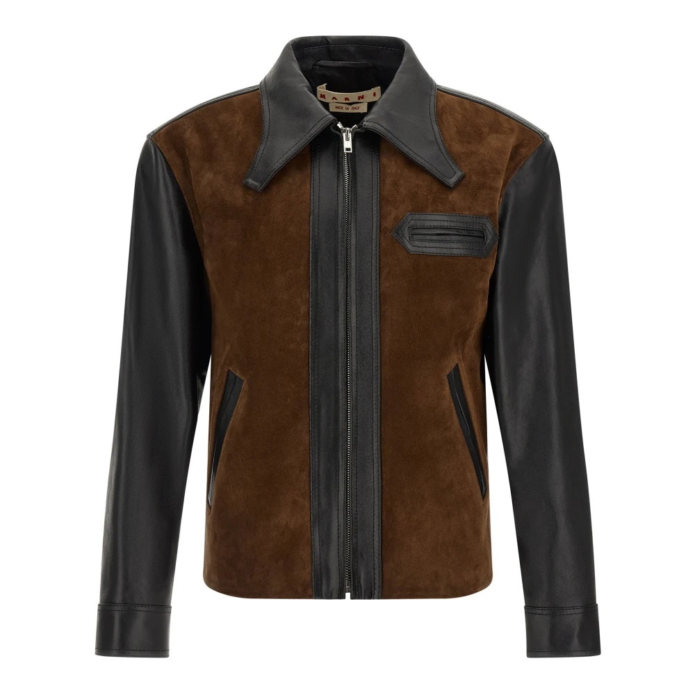 Marni Leather Jacket With Crust Front - Male - Leather Jackets - Multicolor - M - Jackets