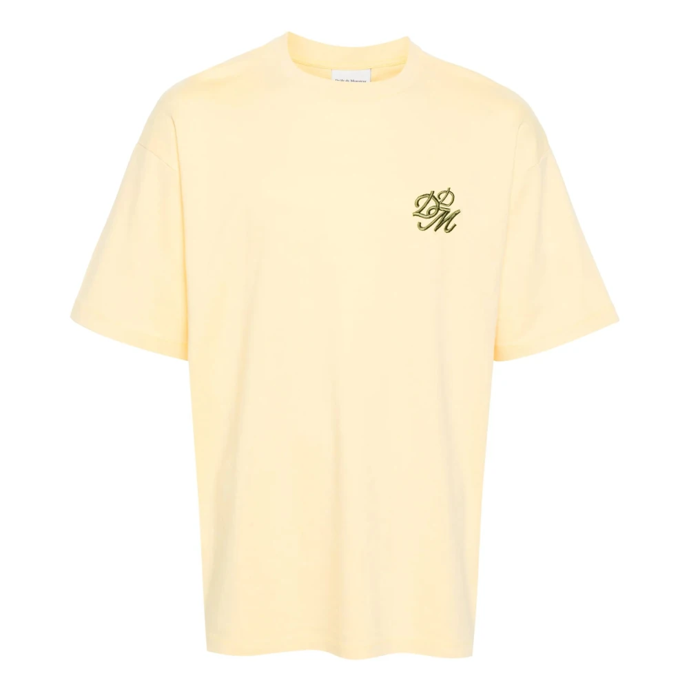 Drole de Monsieur Geel Katoenen T-Shirt met Geborduurd Logo Yellow Heren