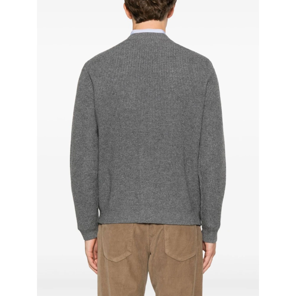 Maison Kitsuné Fox Head Wool Cardigan Sweater Gray Heren
