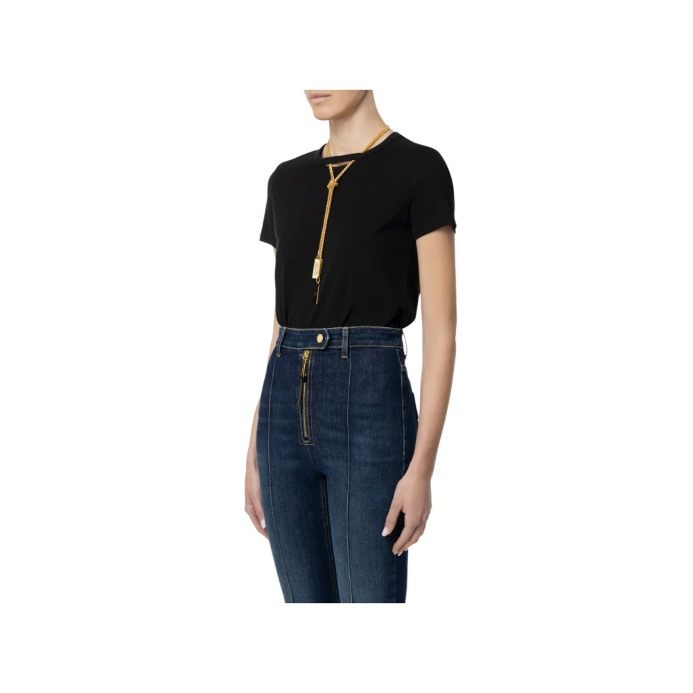 Elisabetta Franchi Casual Katoenen T-Shirt voor Vrouwen Black Dames