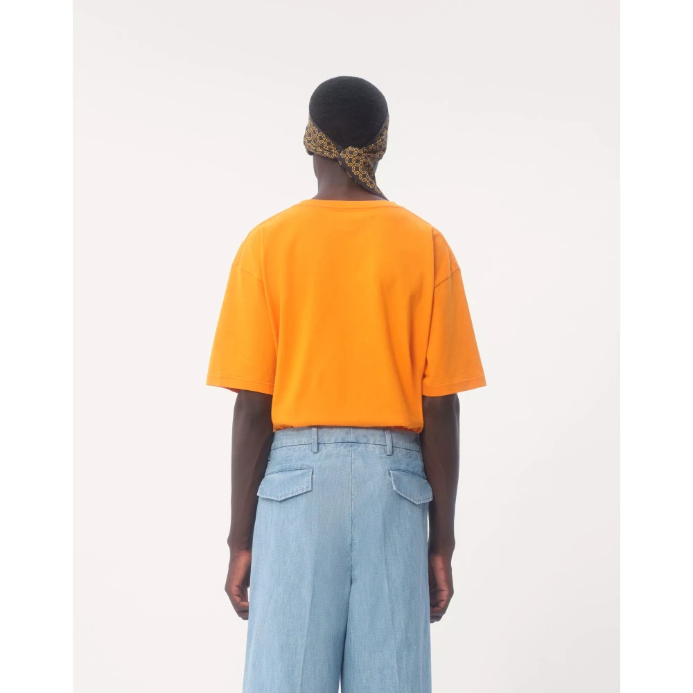 Valentino Katoenen T-shirt met Chez print Orange Heren