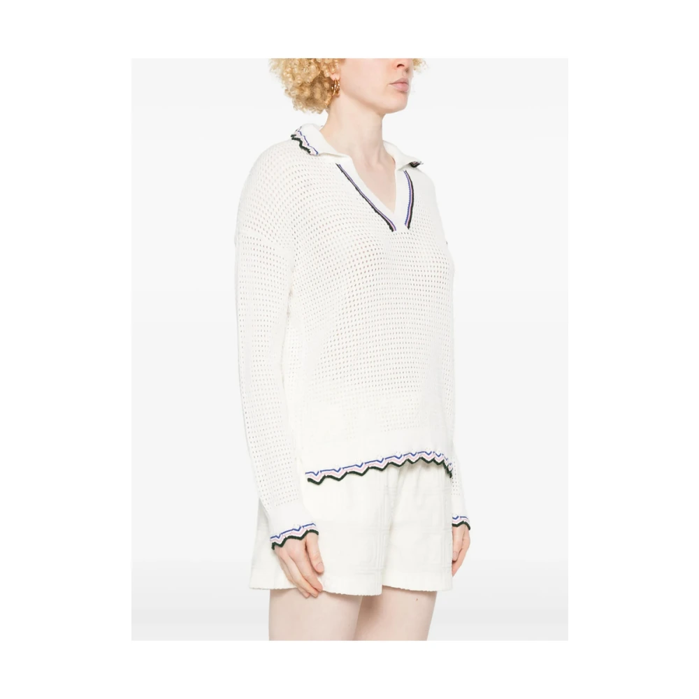Maison Labiche Witte Logo Patch Trui White Dames