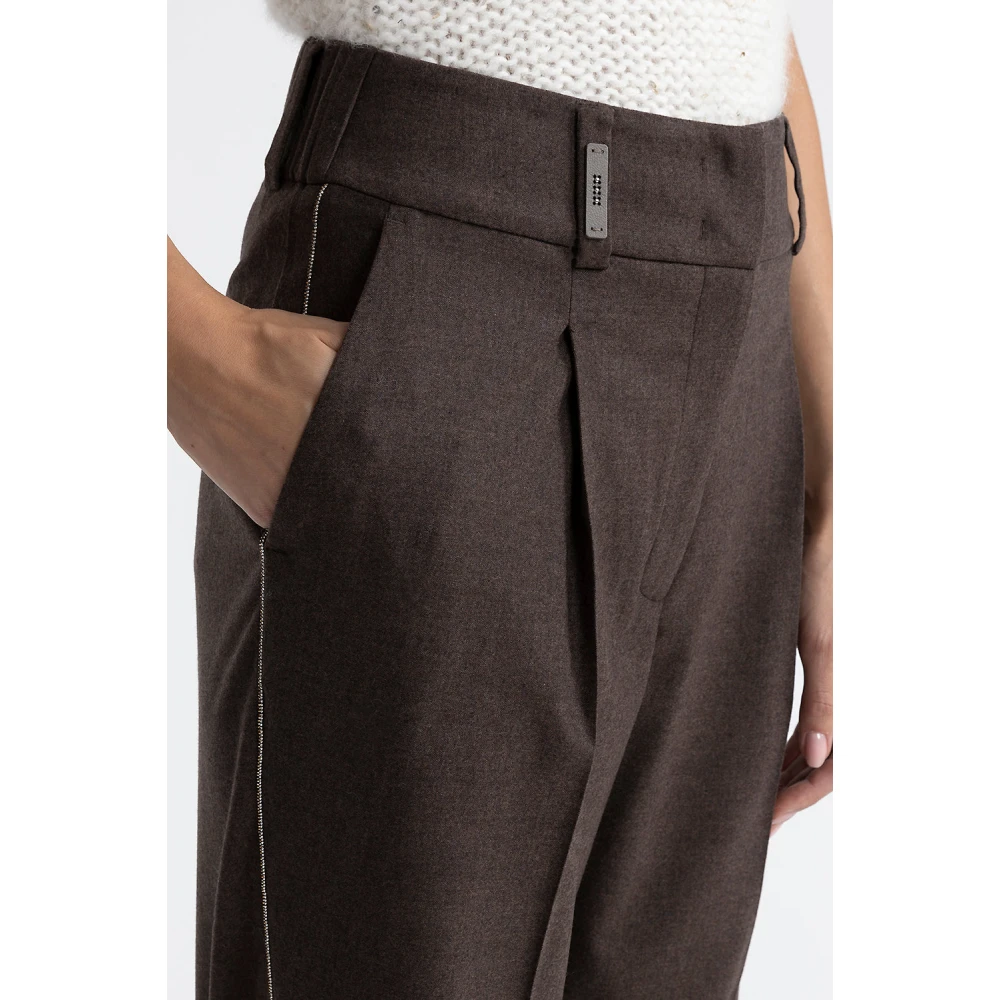 PESERICO Wol en kasjmier wortelbroek Brown Dames