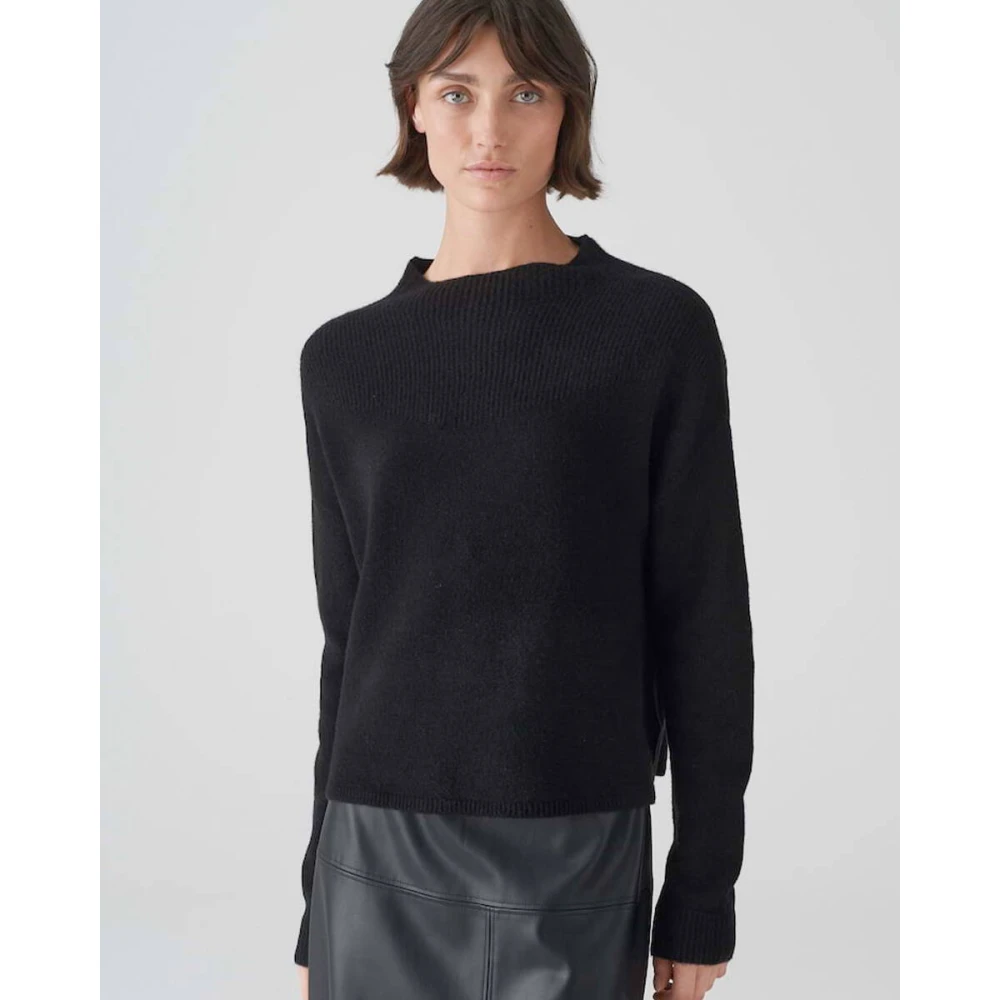 Opus Stijlvolle Pullover met Pasika Detail Black Dames