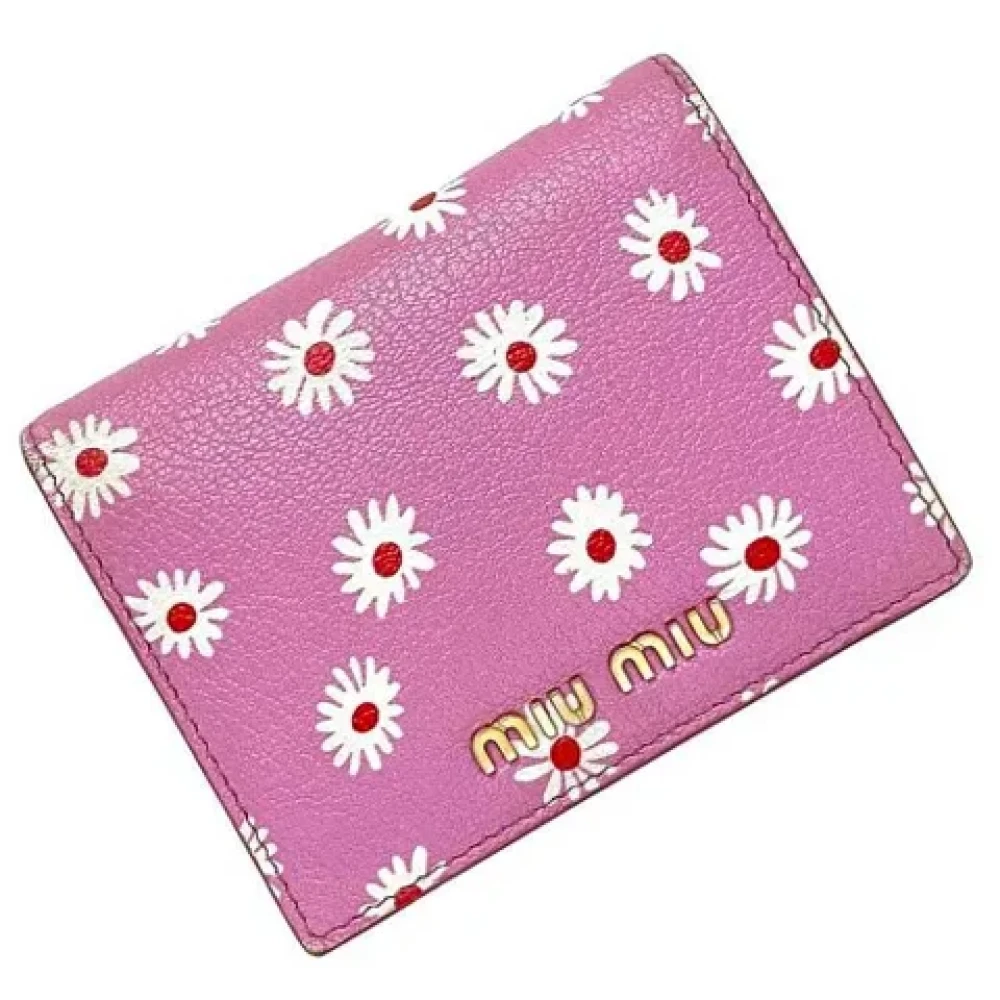 Miu Pre-owned Leather wallets Pink Dames