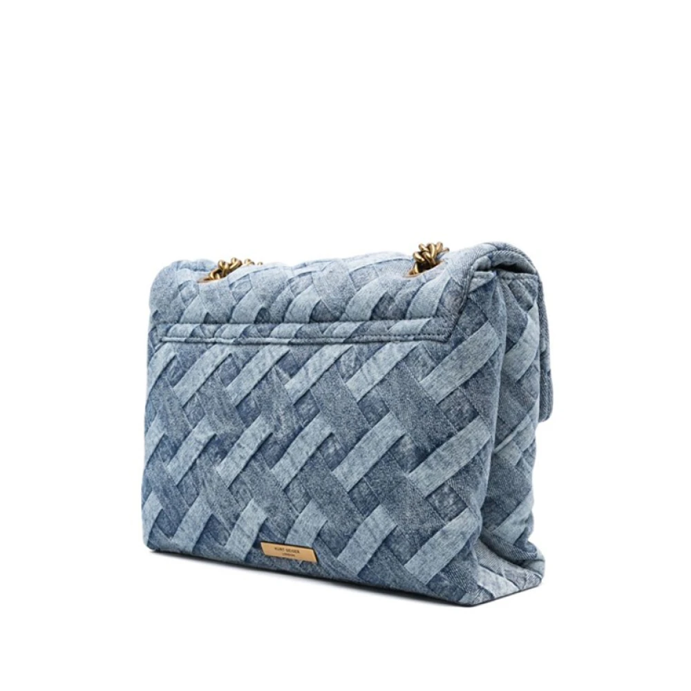Kurt Geiger Blauwe Denim Schoudertas met Bedrukte Golven Blue Dames