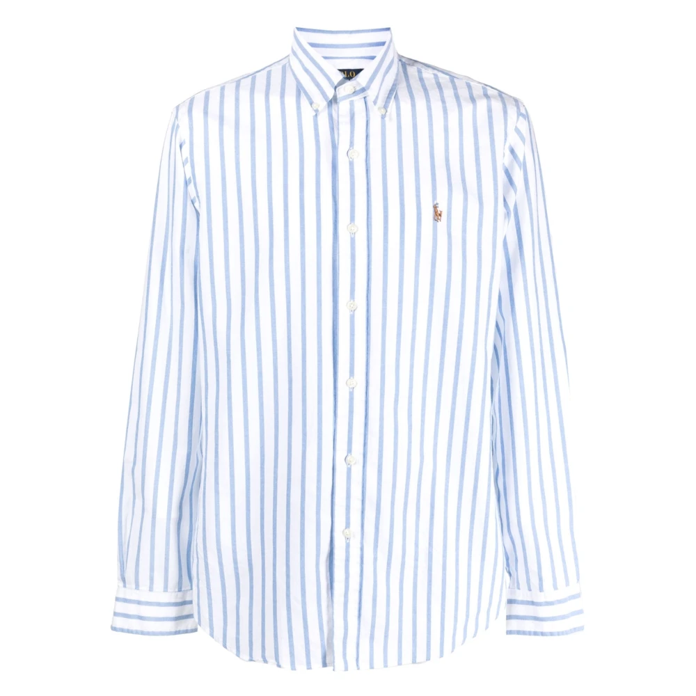 Polo Ralph Lauren Gestreept katoenen overhemd met geborduurd logo Blue Heren