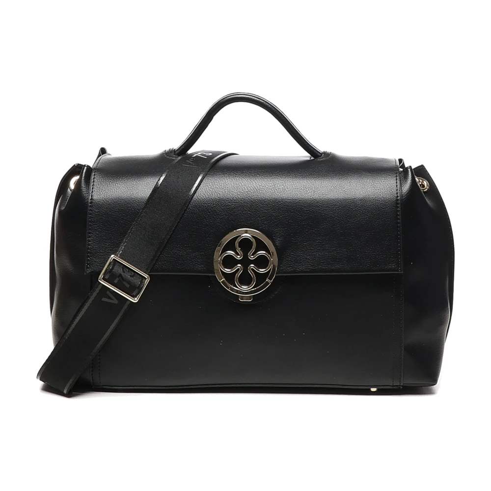 V73 Black Leather Bag With Metal Logo - Female - Handbags - One Size - Bags