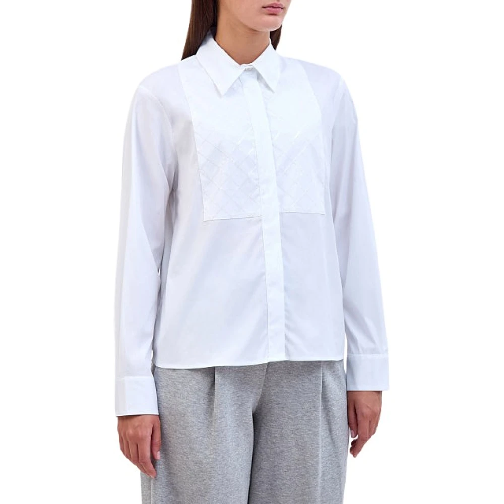 PESERICO Katoenen Overhemd met Precious Diamond Front White Dames