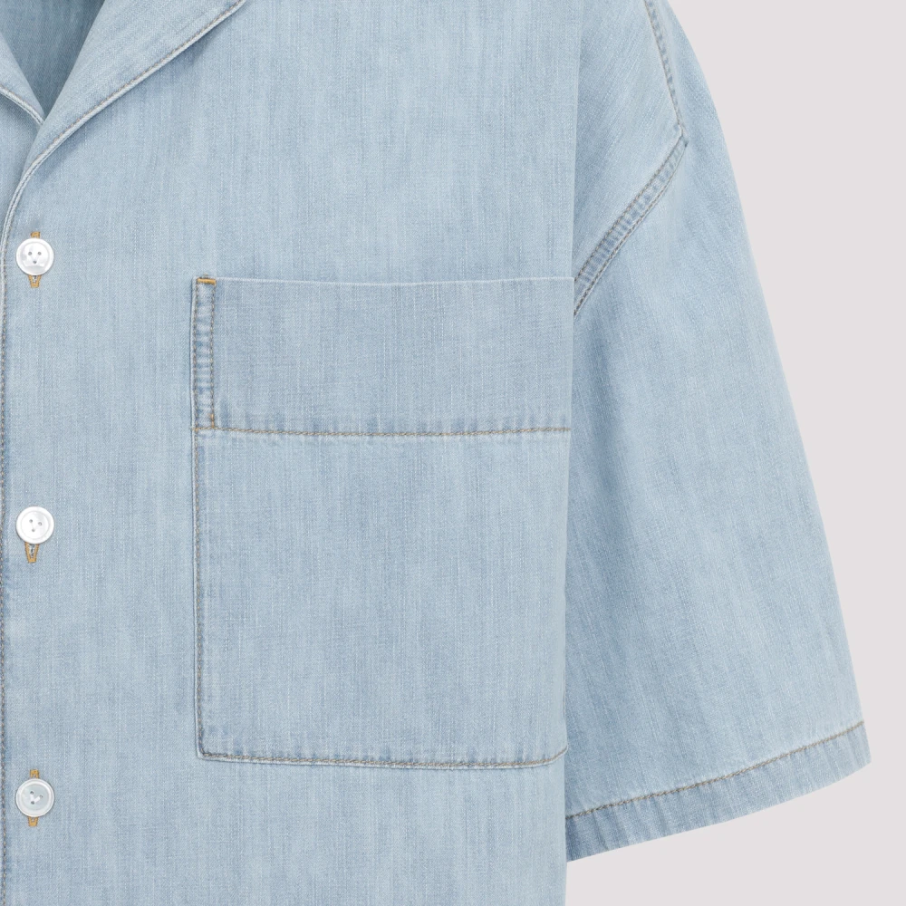 Bottega Veneta Blauwe Chambray Overhemd Aw24 Blue Heren