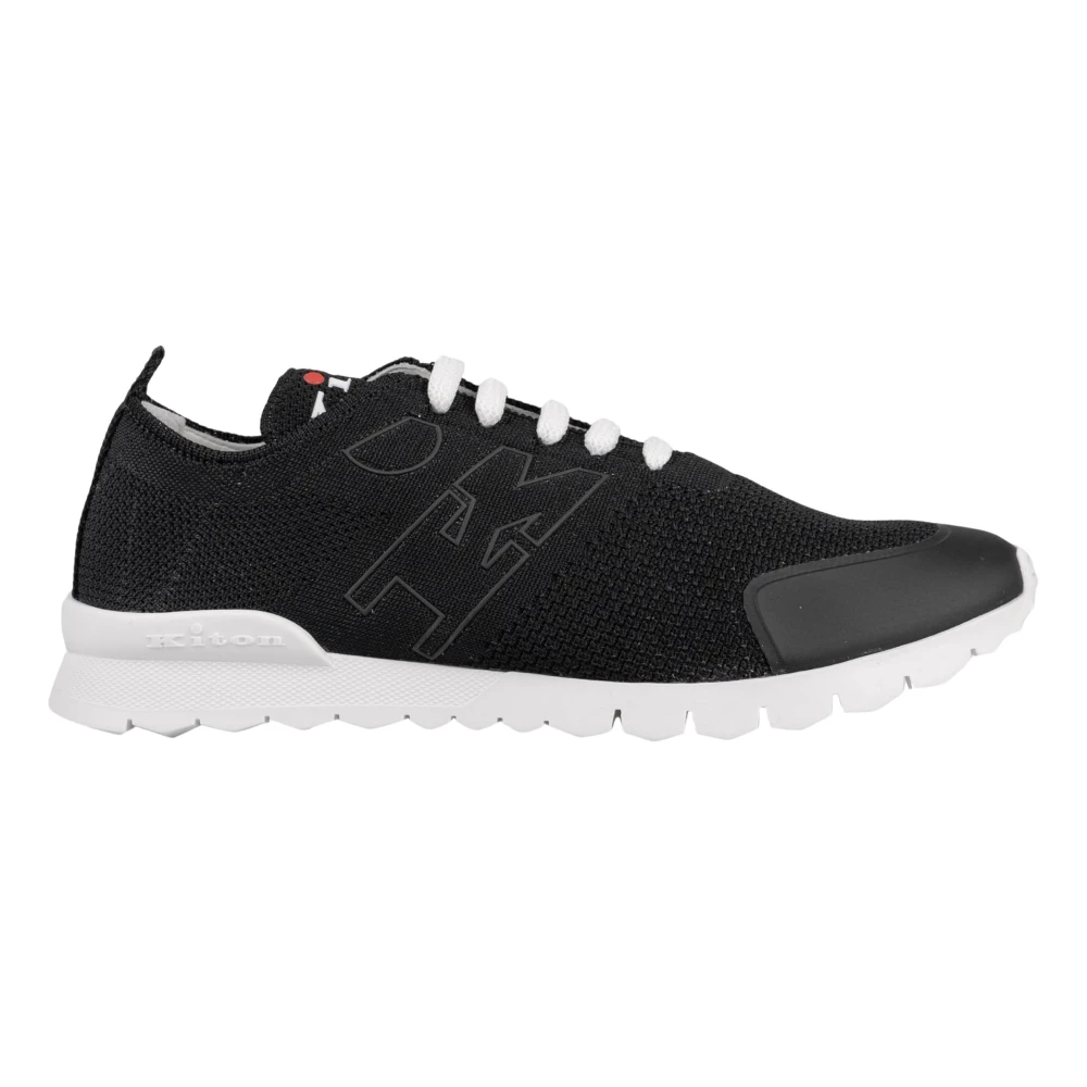 Kiton Sneakers Regular Textured 100% Handmade Heren Schoenen Zwart