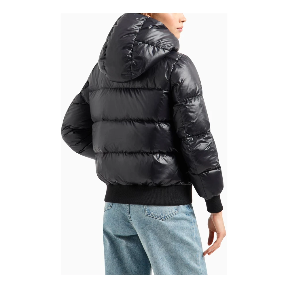 Armani Exchange Gewatteerde capuchon zwarte jas Black Dames
