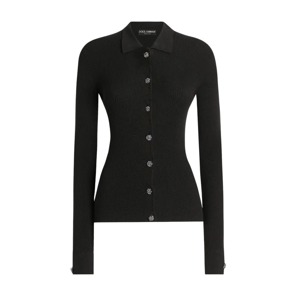 Dolce & Gabbana Black Ribbed Cardigan - Female - Cardigans - S - Knitwear