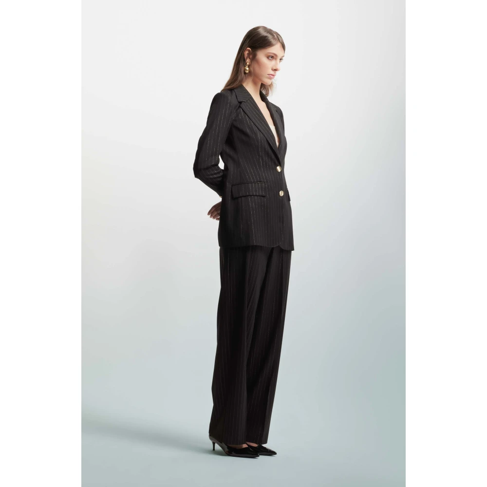 Kocca Gestreepte Elegante Damesjas Black Dames