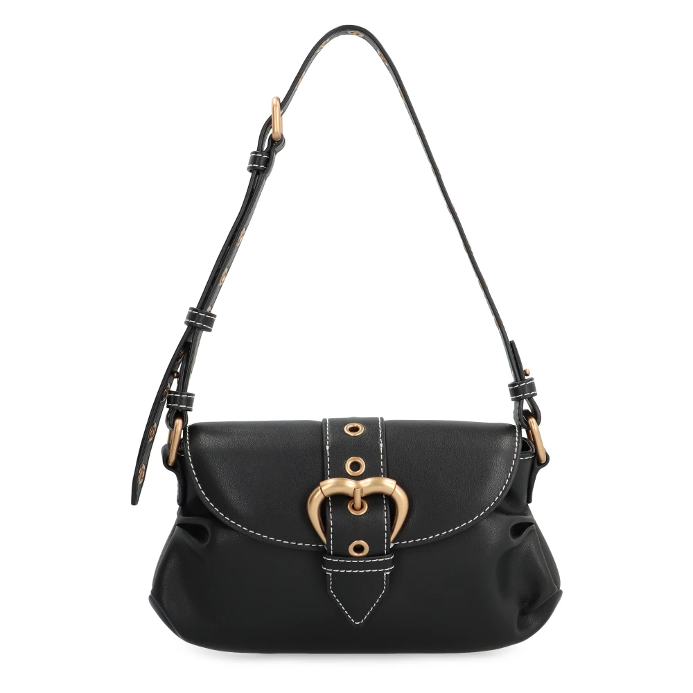 pinko Stijlvolle Leren Schoudertas Black Dames