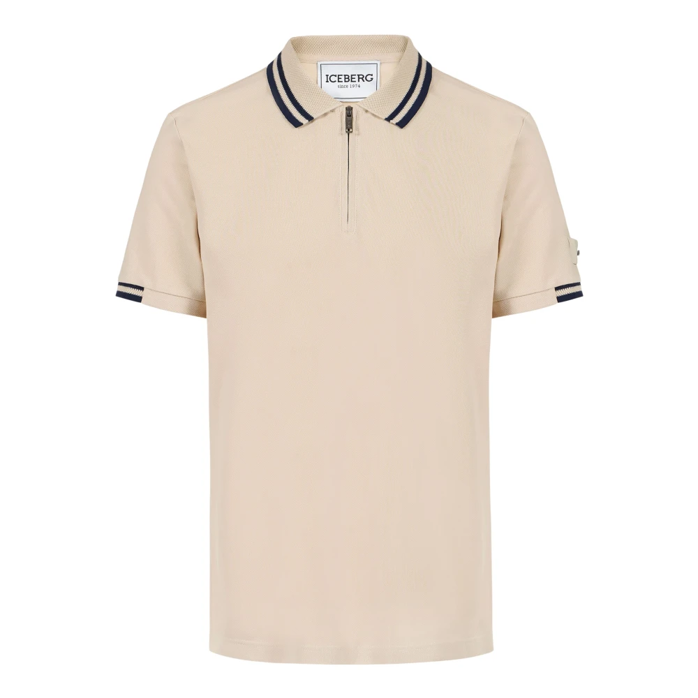 Iceberg Men's Beige Short-Sleeved Polo Shirt - Polo Shirts - S - Tops