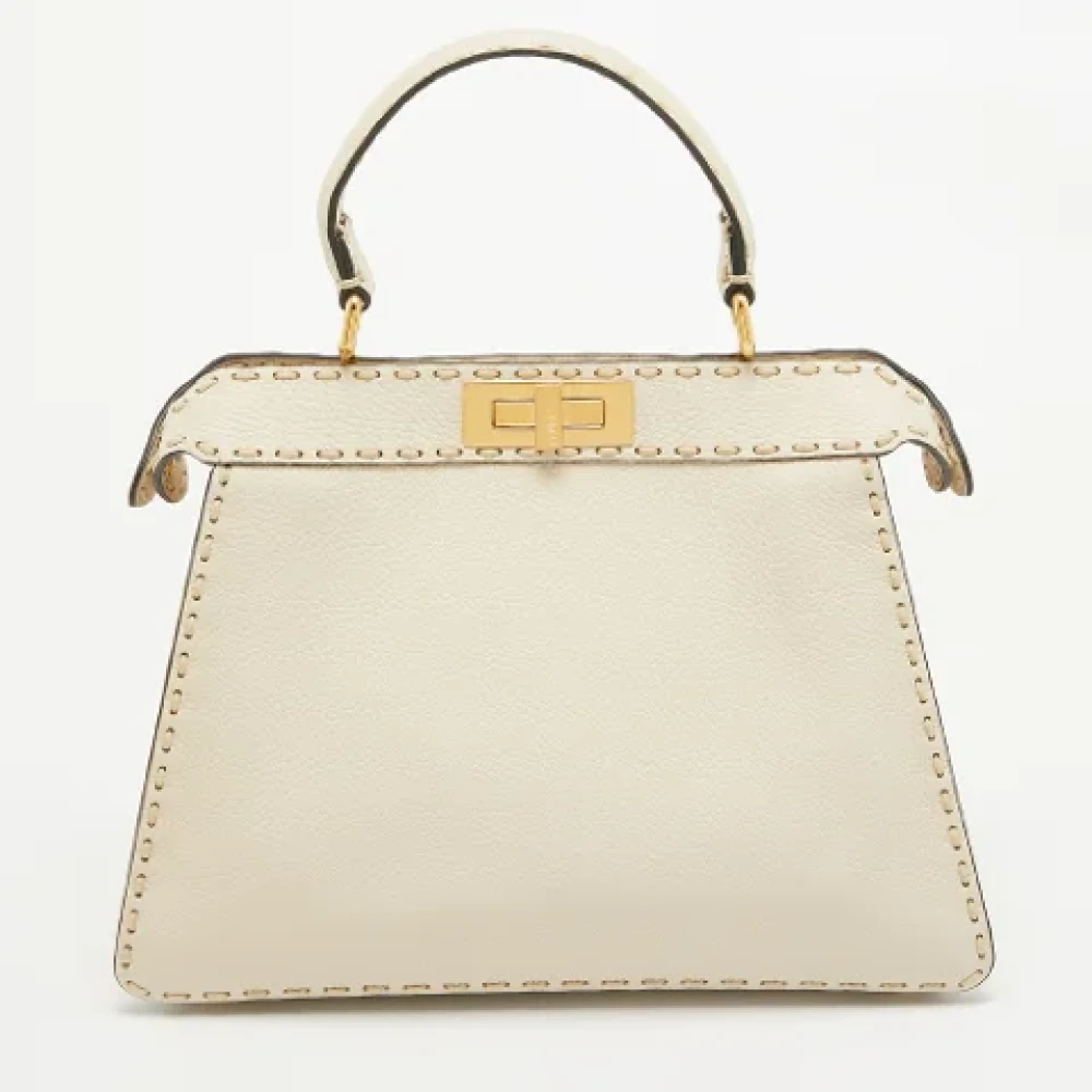 Fendi Vintage Pre-owned Leather handbags White Dames