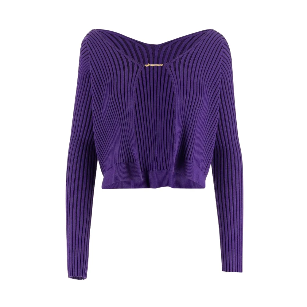 Jacquemus Paarse Cardigan Sweater met Lange Mouwen Purple Dames