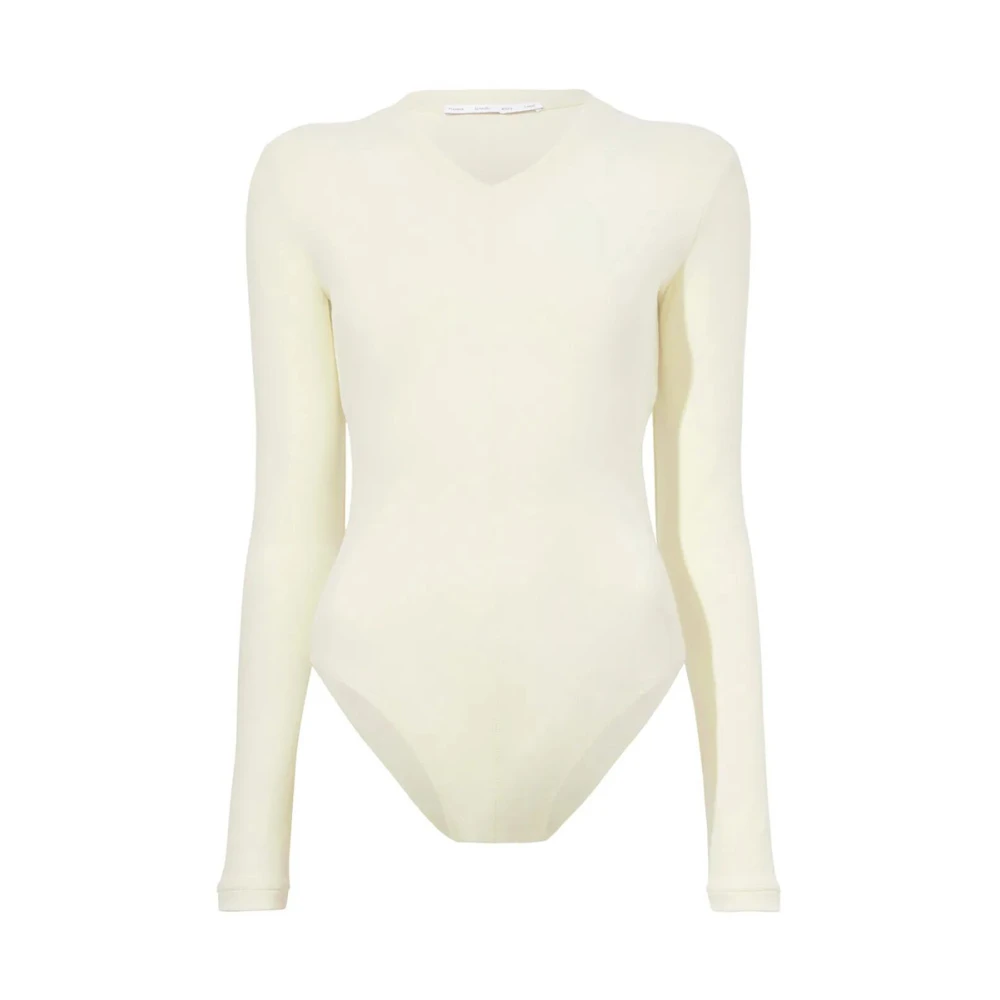 Proenza Schouler Geborsteld Rib Bodysuit Beige Dames