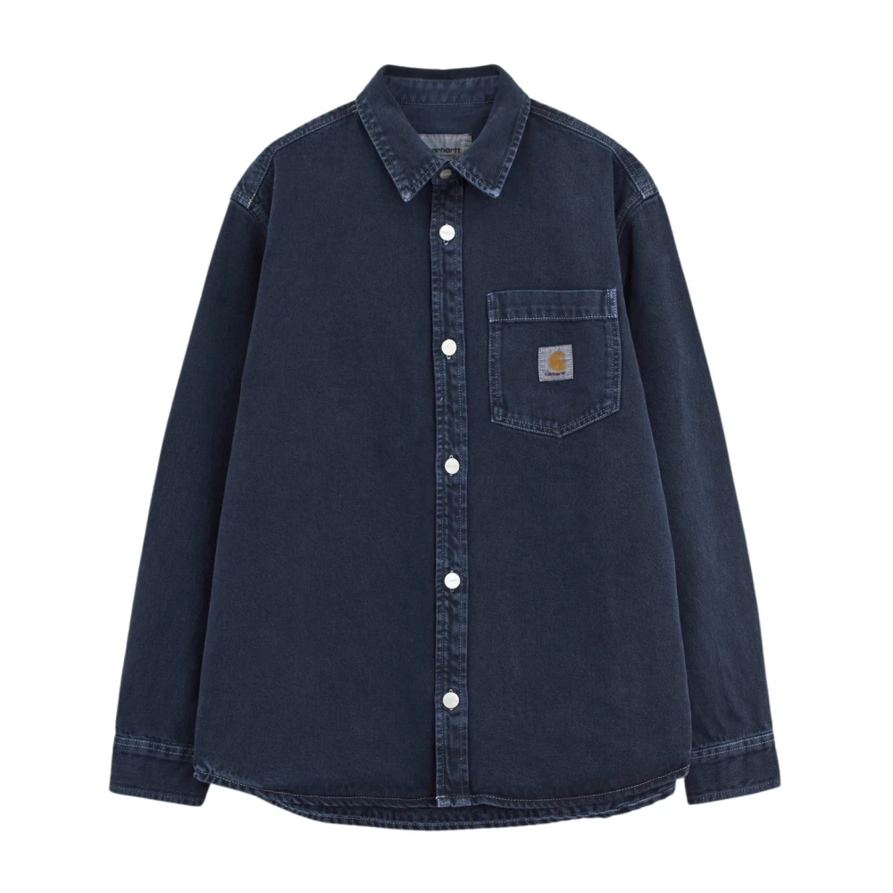 Carhartt WIP Blauw Katoenen Overhemd met Klassieke Kraag Blue Dames