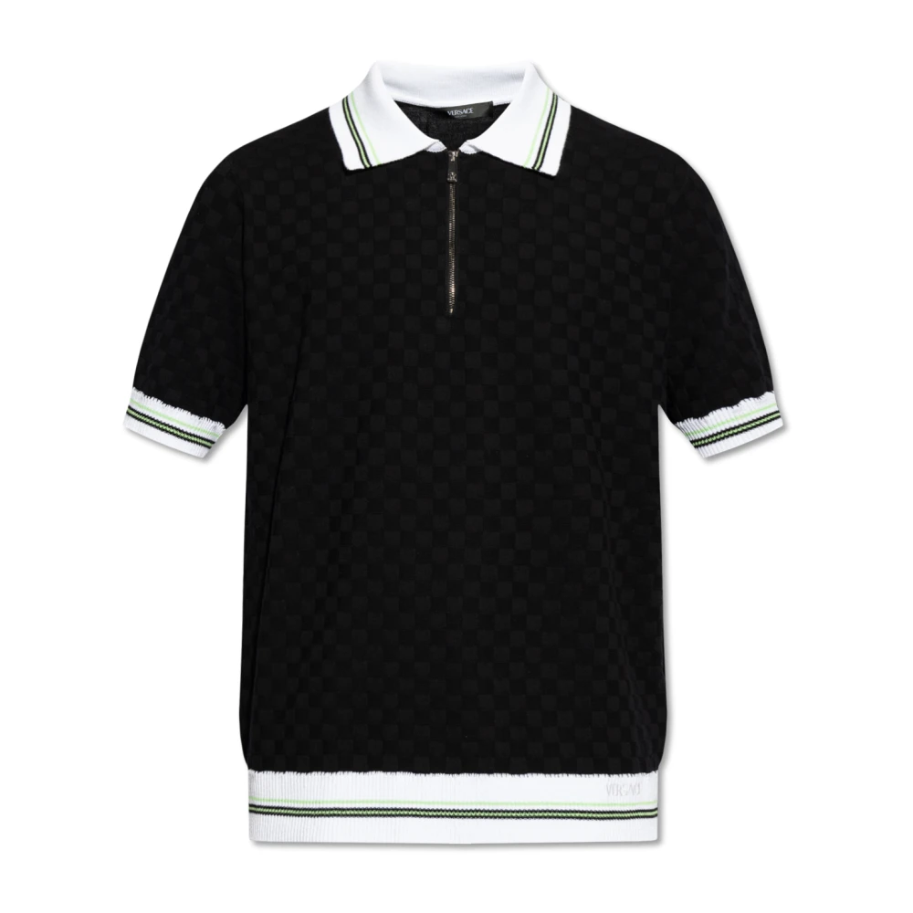 Versace Polo shirt met geborduurd logo Black Heren