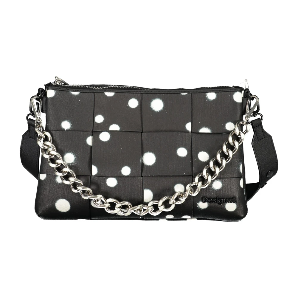 Desigual Zwarte handtas met polka dots en kettingriem Black Dames