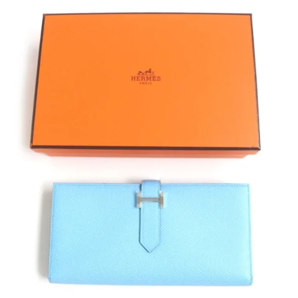 Hermès Vintage Pre-owned Leather wallets Blue Dames