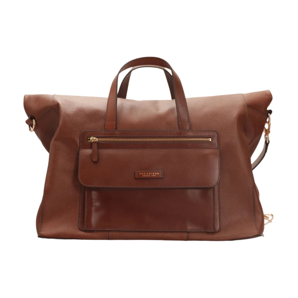 The Bridge Women's Brown Weekend Bags, One Size, Leather Duffle Bag Alberto Model