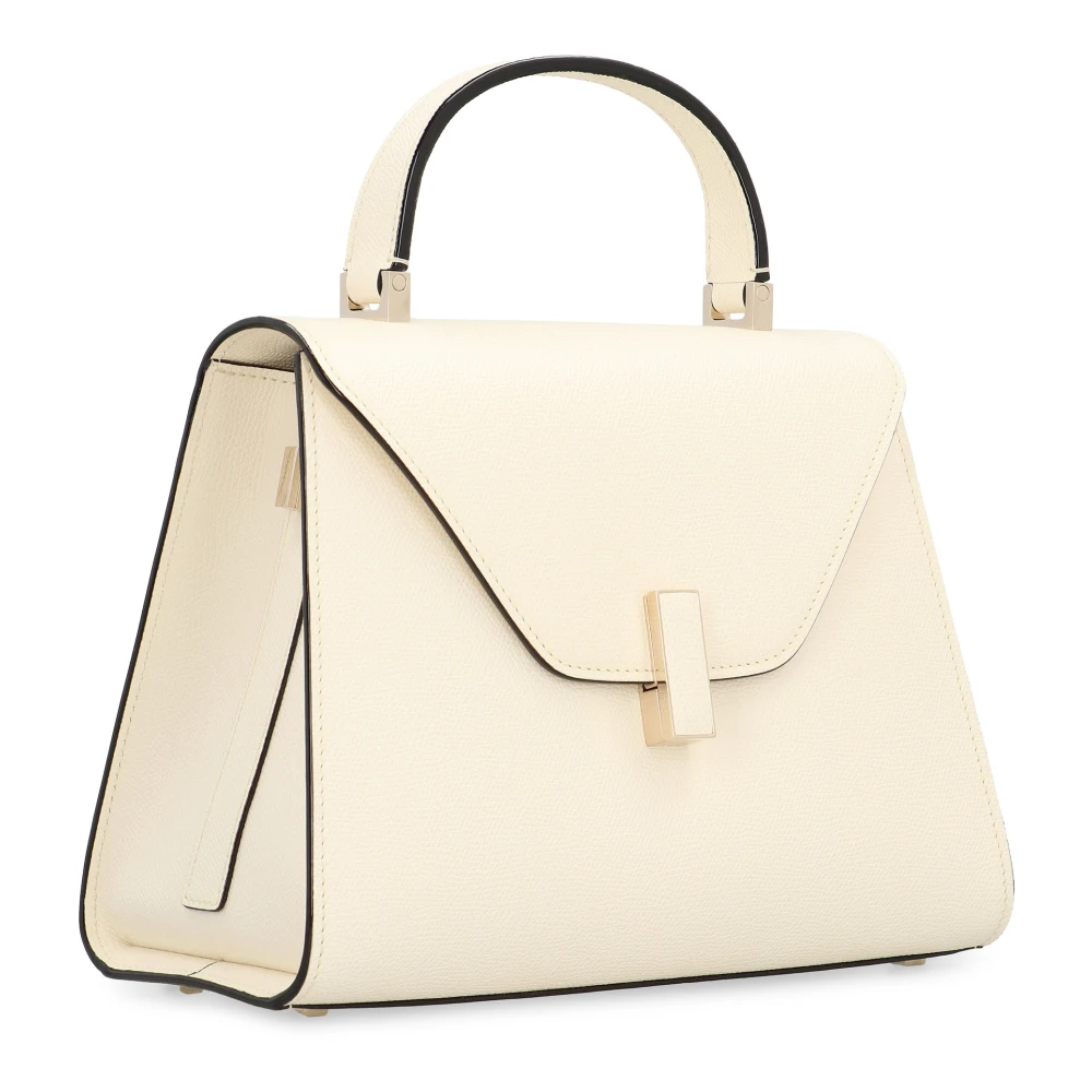 Valextra Kalfsleren handtas met flip-lock sluiting Beige Dames
