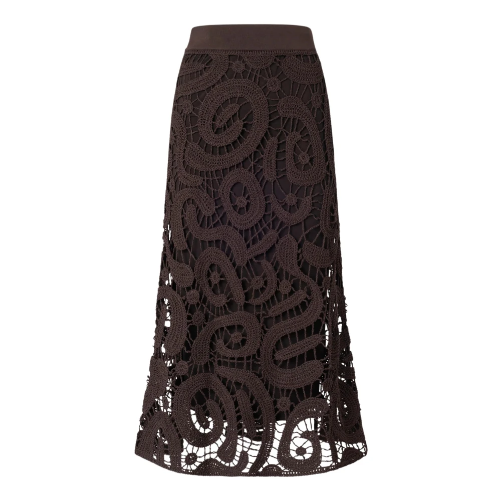 Pinko Women's Brown Maestrale Crochet Midi Skirt - Midi Skirts - M - Skirts